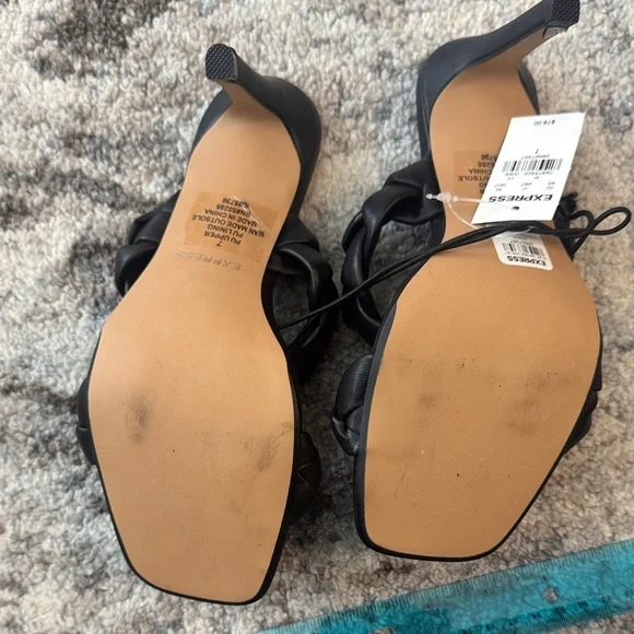 Express Black Braided Heeled Sandals - Picture 3 of 4